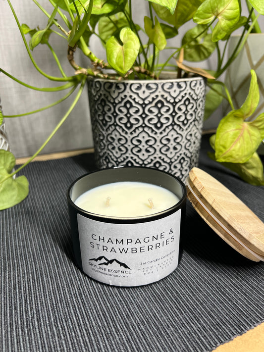 Champagne & strawberries  - Matte Black Jar