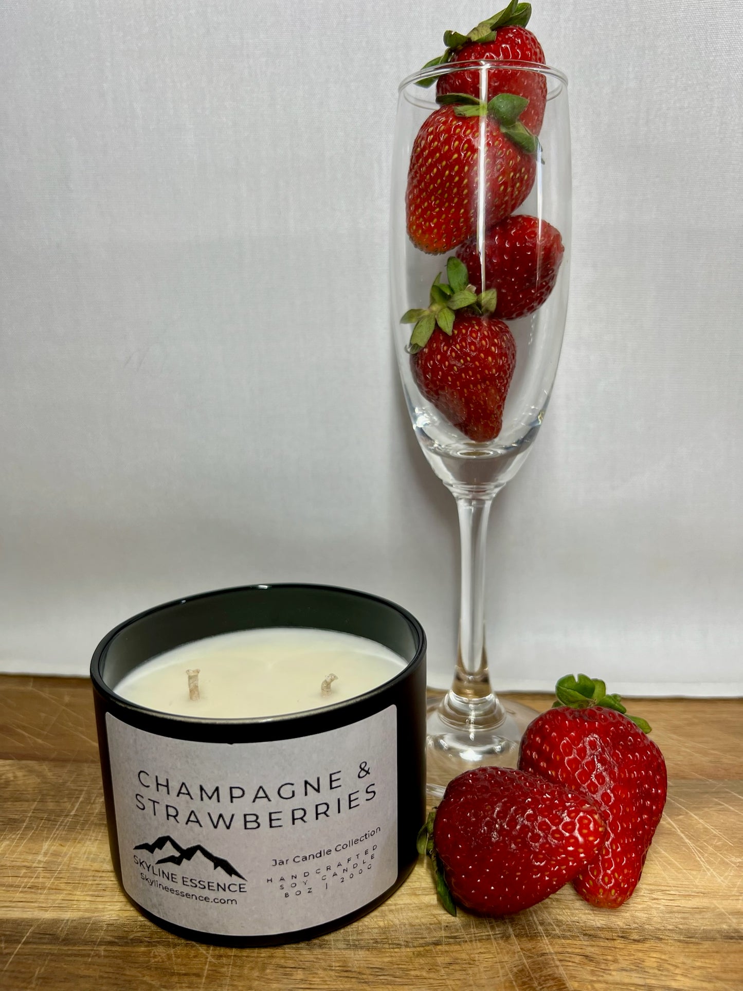 Champagne & strawberries  - Matte Black Jars