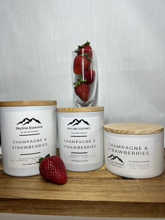 Champagne & strawberries  - Matte White Jars