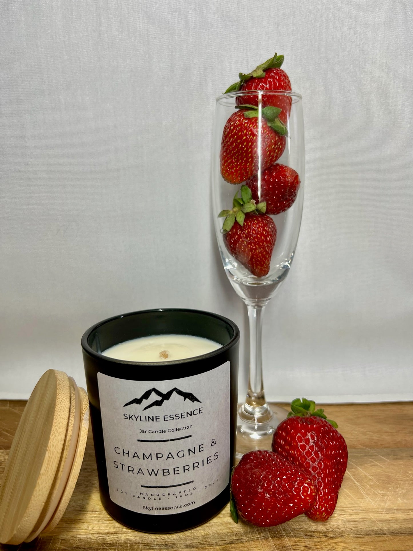 Champagne & strawberries  - Matte Black Jars