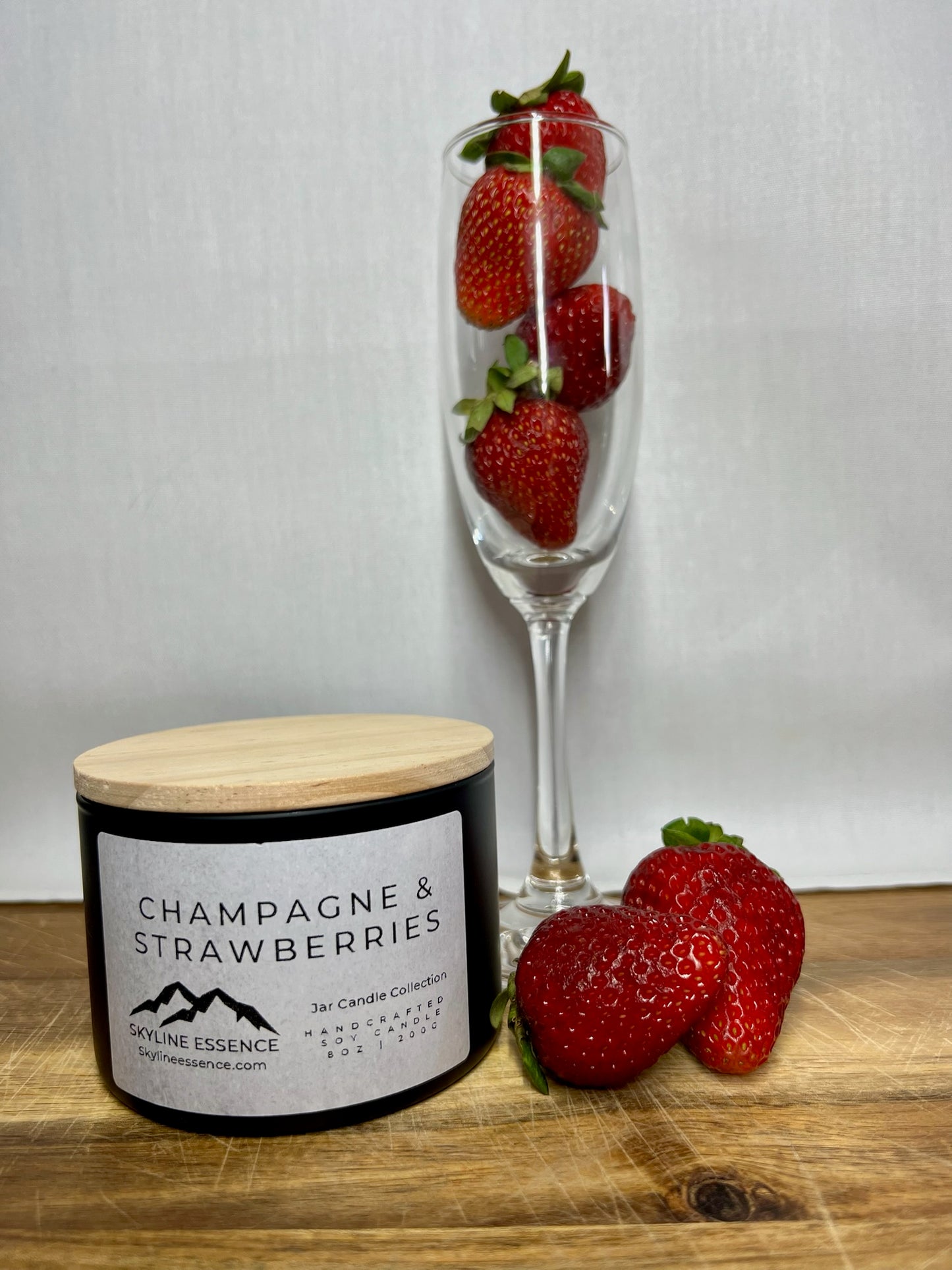 Champagne & strawberries  - Matte Black Jars