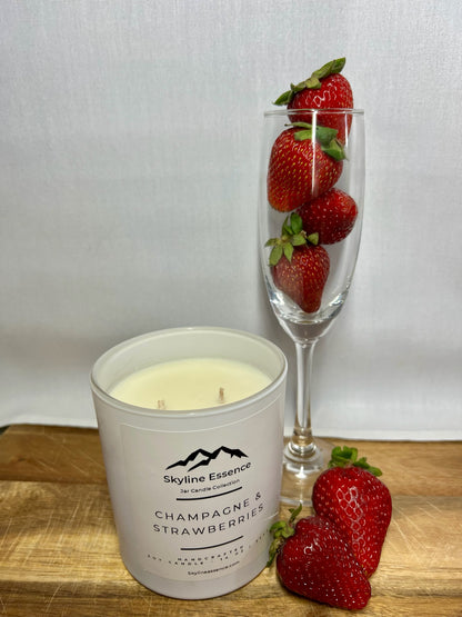 Champagne & strawberries  - Matte White Jars