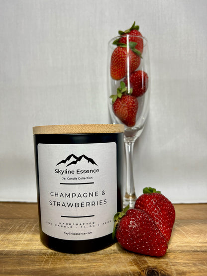 Champagne & strawberries  - Matte Black Jars