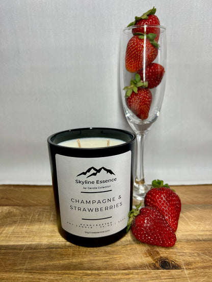 Champagne & strawberries  - Matte Black Jars