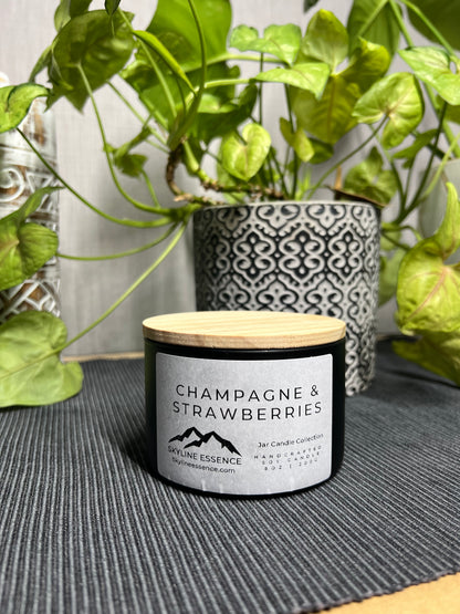 Champagne & strawberries  - Matte Black Jar