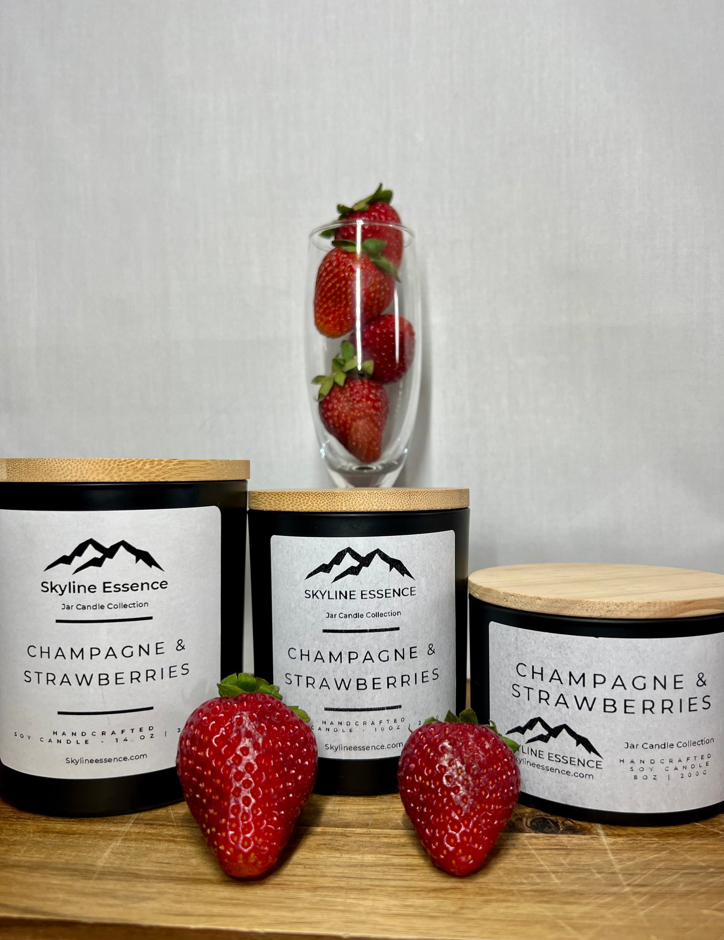 Champagne & strawberries  - Matte Black Jars