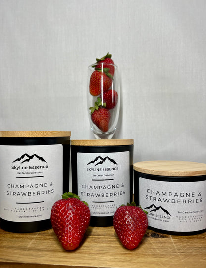 Champagne & strawberries  - Matte Black Jars