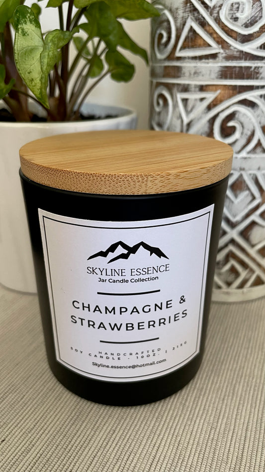 Champagne & strawberries  - Matte Black Jar